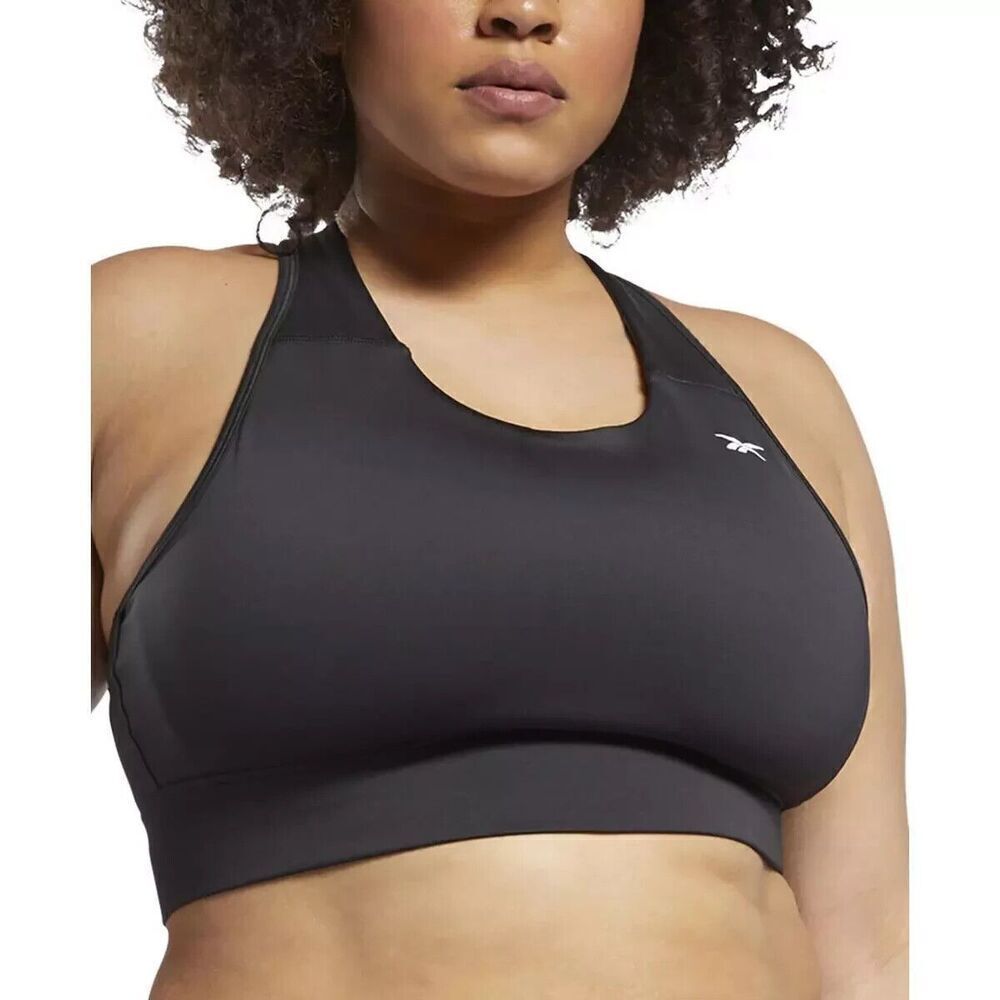 Reebok Womens Plus Size Running Sports Bra Essentials Night Black Size 2X